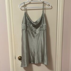 Princess Polly Gray/mint green Mini Dress with Cowl Neckline